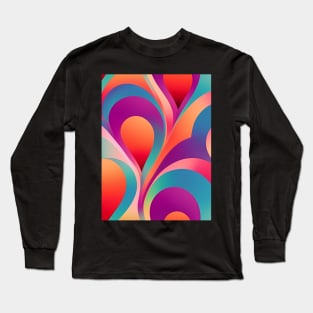 Vibrant Multicolor Abstract Flower Heart Long Sleeve T-Shirt